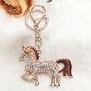Keychain Pendant Chinese Style Rhinestones Inlaid 3D Chinese Zodiac Horse Design Key Chain Metal Charm Bags Keyring