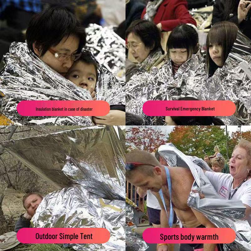 Emergency Outdoor Survival Blanket with Insulation, Sun Protection, Rainproof Features - Aluminum Film Travel Gear