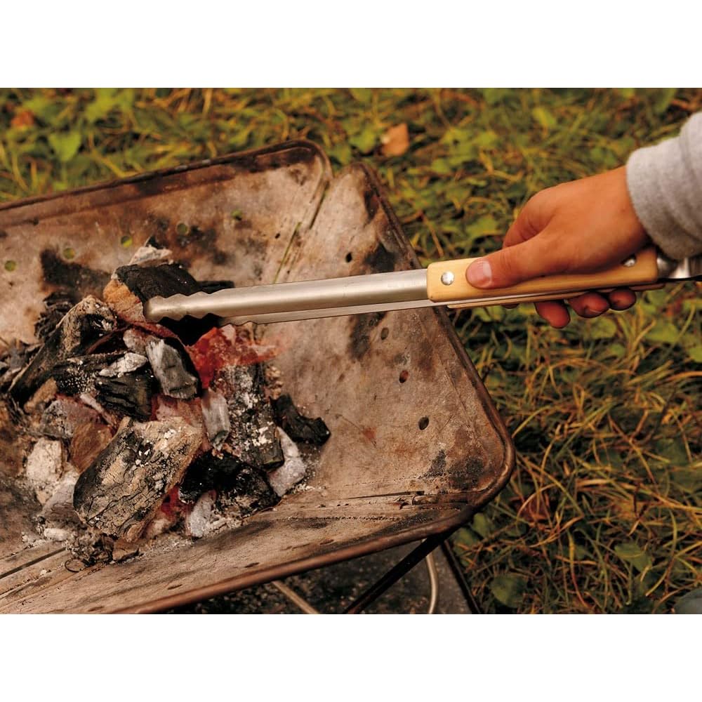 Snow Peak N-020 Fire Tongs Stainless Steel Grip Beech Wood Cooking Utensil