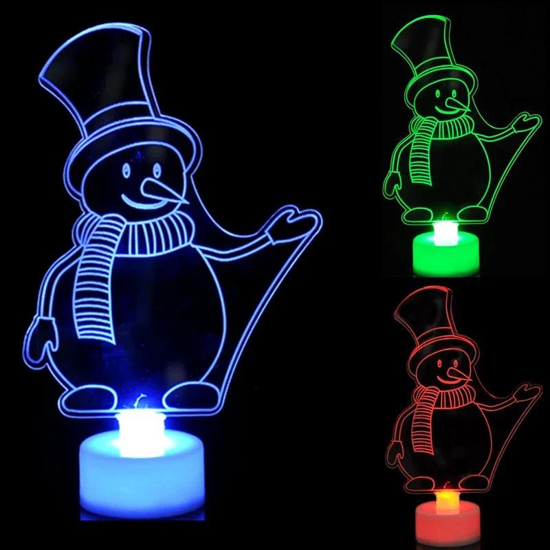 

LED Mini Night Lights Colorful Flashing Light Snowman Lamp Christmas Ornament New Year s Decor Festive Party Lighting Night Lamp