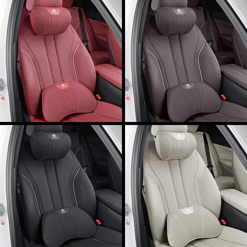 Hub Caps Ice Silk Fabric Car Headrest Lumbar Pillow Seat Cushion Accessories For Toyota Corolla Yaris Aygo Camry Auris Avensis P
