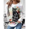 Women's T shirt 3D Print Cat Butterfly Colorful Design Long Sleeve Daily Weekend Fashion Round Neck Regular Fit