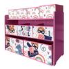GINGER HOME – Organiseur jouets enfant, 9 bacs tissu, MDF/acier, motif Super Girl, 92×30×60 cm