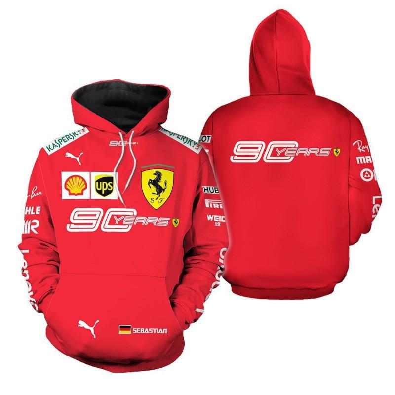 Ferrari Hoodie 3D Print Carlos Driver Team F1 Sweatshirt Youth Loose Fit Sportswear