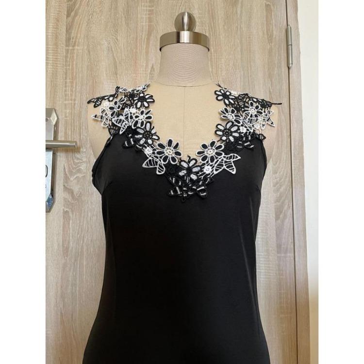 Women's Floral Applique Casual Cold Shoulder V Neck Dress Clothing