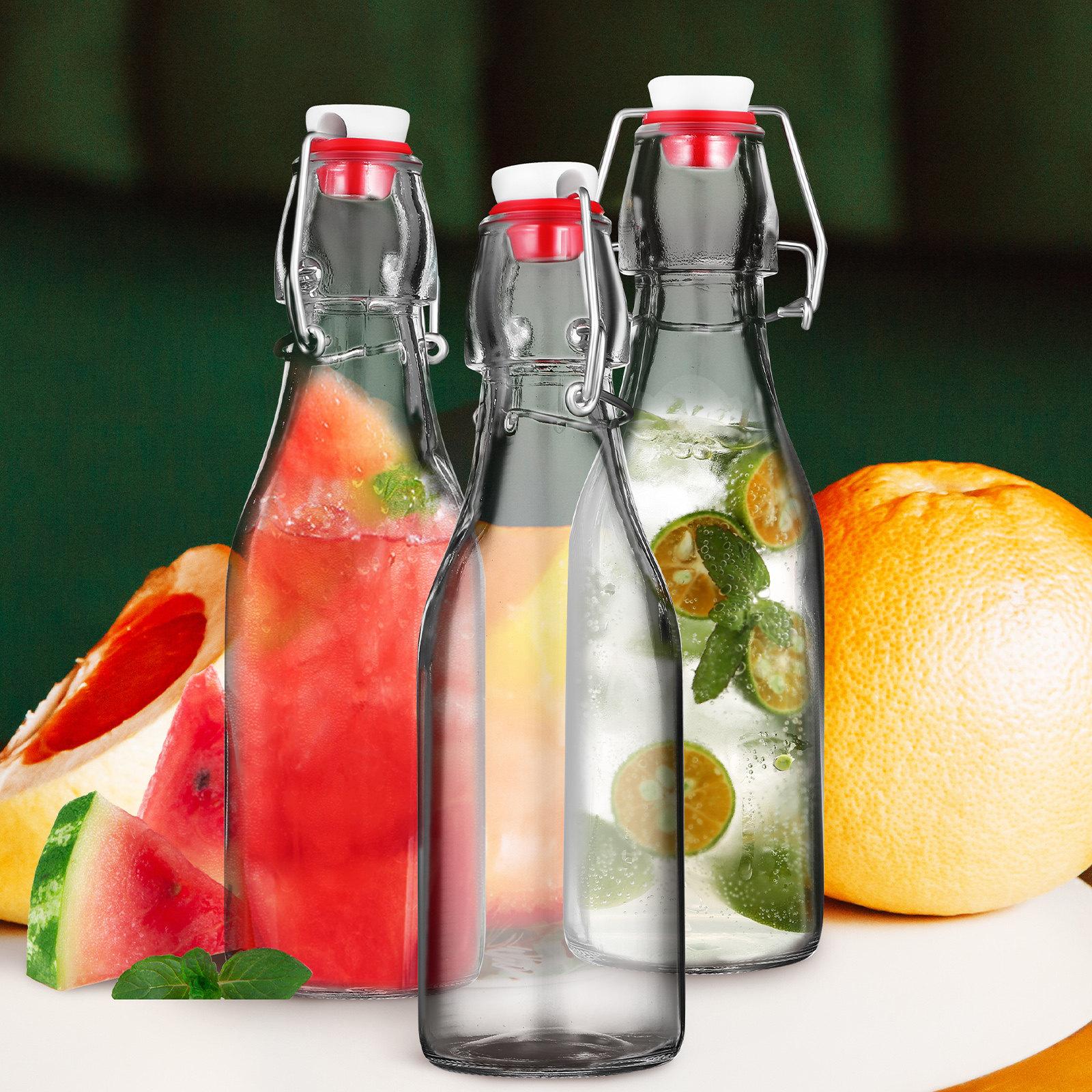 

6Pcs Glass Bottles Anti Leak Buckle Lid Small Clear Containers Portable Beverage Storage for Camping Picnic Juice Milk Tea other