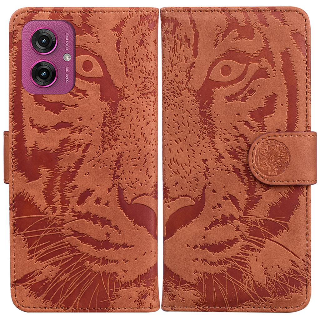 For Motorola Moto G55 5G Case Tiger Imprint Leather Wallet Phone Cover