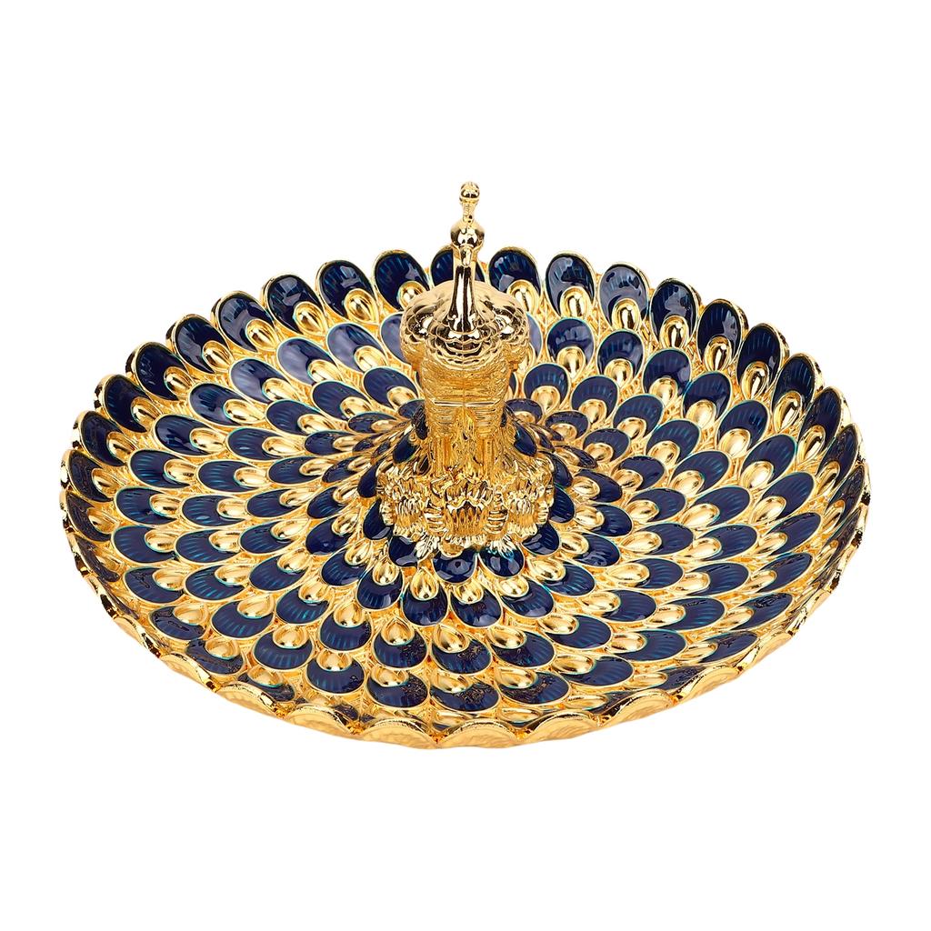 Tavă Rotundă de Servire Formă Păun Farfurie Metalică pentru Gustări Fructe Deserturi Depozitare Decor Masă Acasă Bufet Hotel Bar