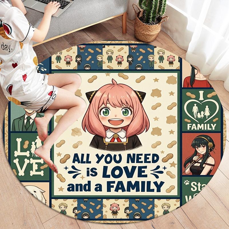 Spy Family Round Area Rug Carpet Rug For Living Room Bedroom Sofa Playroom Decor Nonslip Floor Mat