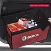 HIAQ2 Car Trunk Storage Box Leather Tidying Organizer Bag For Skoda Octavia Superb Rapid Kodiaq Karoq Fabia Kamiq Vision RS Yeti Scala