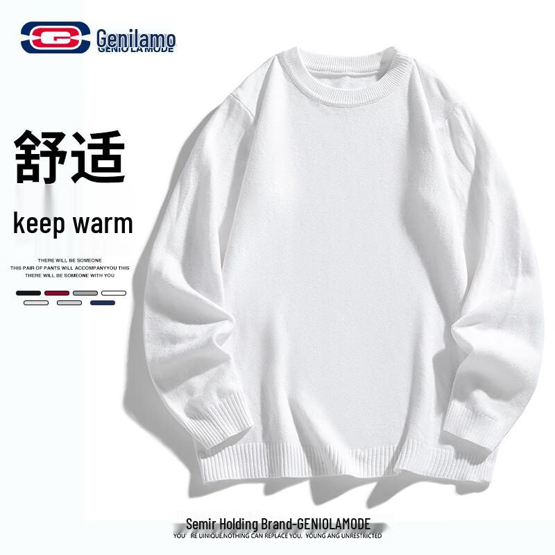 

GENIOLAMODE Men s Loose Fit Solid Crew Neck Knit Sweater 3XL