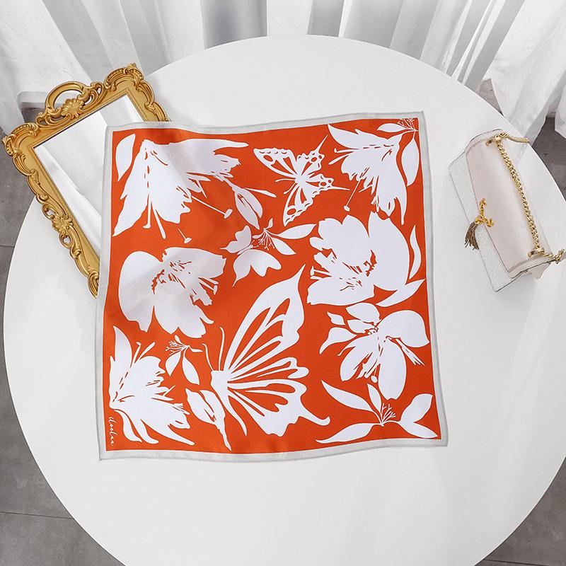 

53x53см 100% Шарф из тутового шелка Роскошная квадратная бандана для волос Элегантная повязка на голову Шейный платок Солнцезащитная шаль для женщин 53*53cm