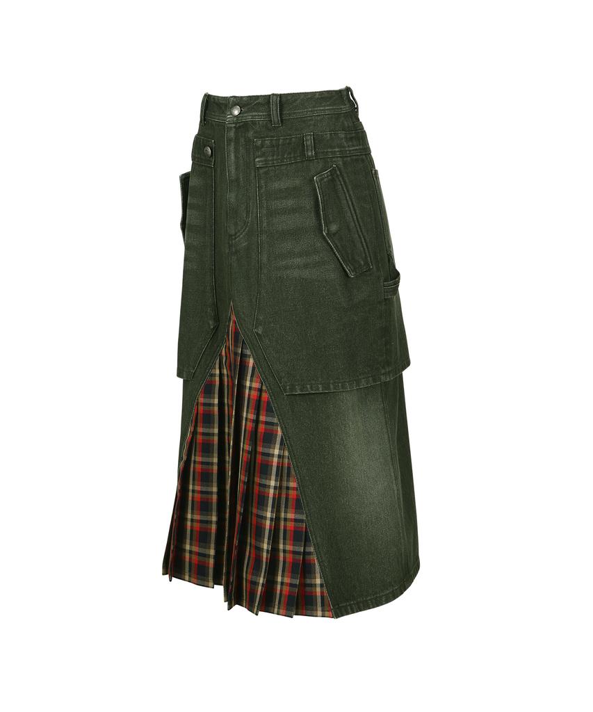 Andersson Bell Raptor Layered Pleats Skirt Apa860W(Washed Green)