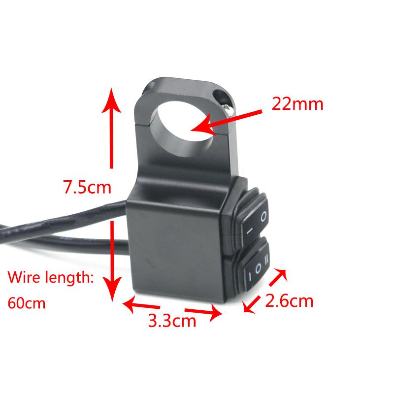 LMoDri Waterproof Motorcycle ATV 22mm Handlebar Double Control On-Off-On Button Switch Headlight Hazard Brake Fog Light