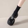 Autumn New Women's Thick Soled Block Heel Leather Shoes Versatile French Loafer Slip On Casual Shoes