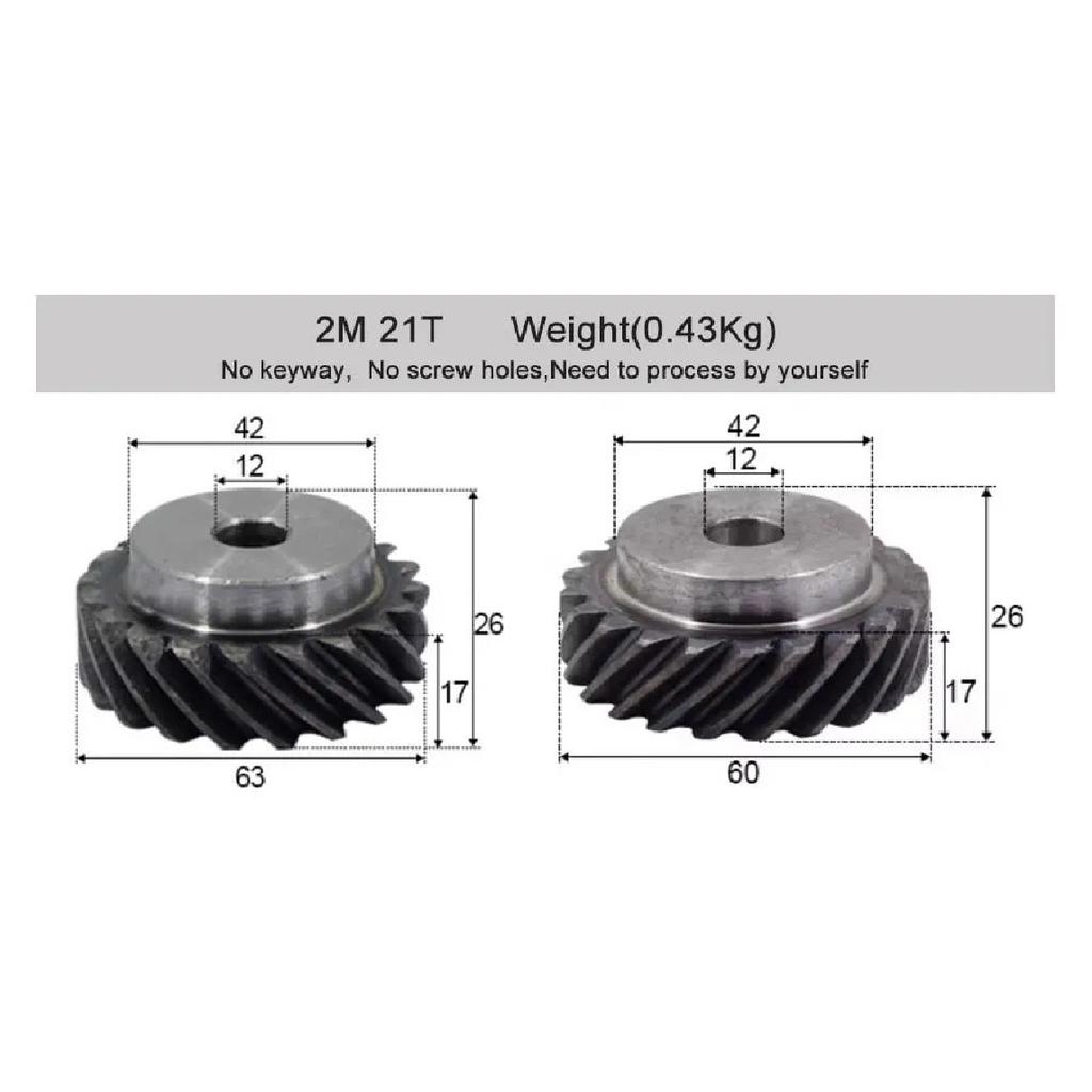 2M 3M 10T-30T High Torque 45° L/R Rotation Helical Gears Interlocking Machined Bore 180° Drive for Industrial Machinery