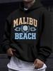 American/European Style Unisex Autumn/Winter Printed Hoodie Long-Sleeve Sweatshirt, Malibu Beach 73rd Anniversary Vintage Hooded Print Sweatshirt, Wes
