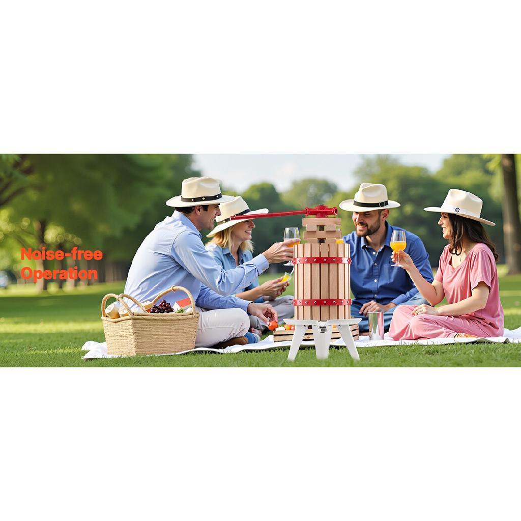 SucceBuy Prensa para Vino de Frutas de 6L 12L Cesta de Madera Maciza con 8 Bloques Prensa Manual Resistente para Hacer Jugo Sidra Manzana Uva