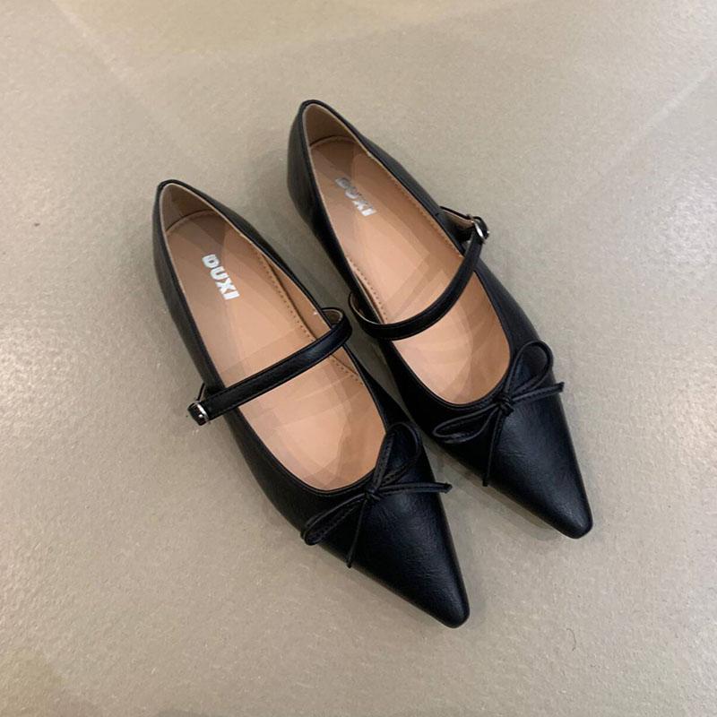 

Мода Мода Ремешок с пряжкой Женские балетки с обувью Бант-бабочка Женская обувь с мелким подъемом Остроносые Женские балетки Мэри Джейн 35 чёрный