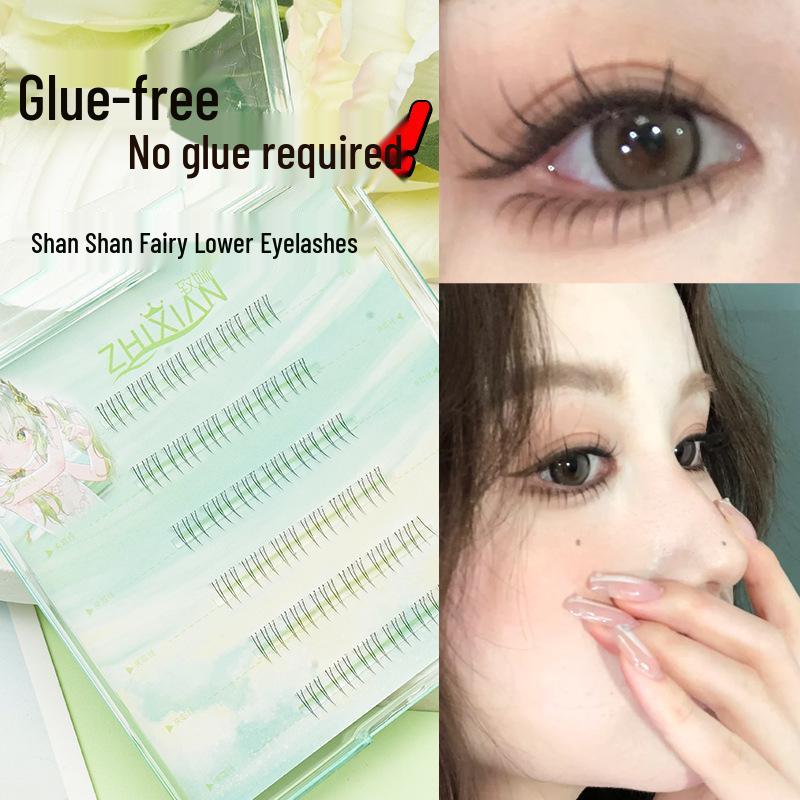 Lotus Elf Girl Glue-Free Removable False Eyelashes - Super Fine Lightweight Single Cluster