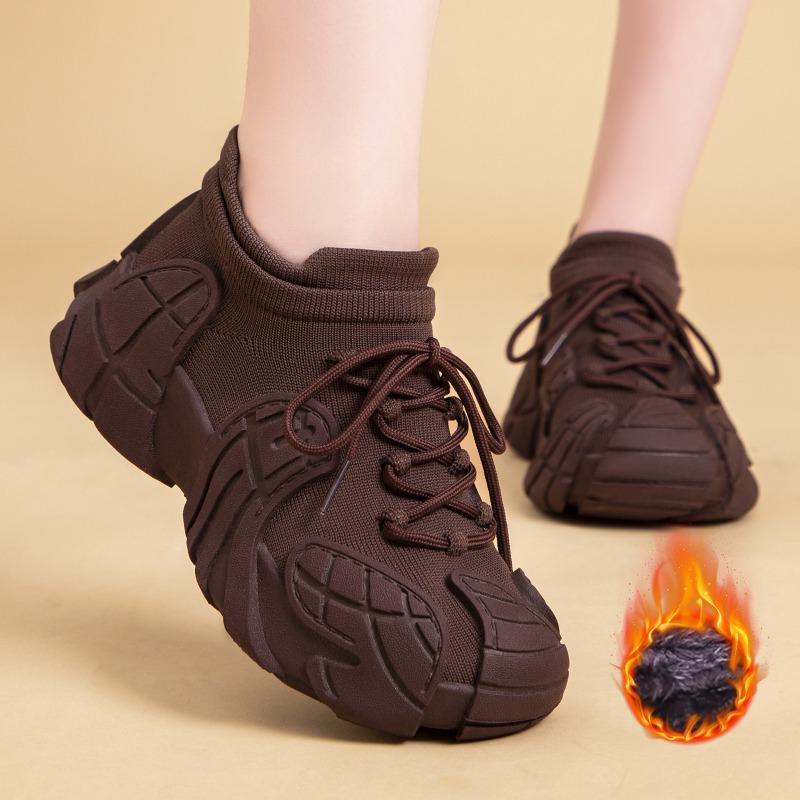 Bomullsskor med fleece, Moderiktiga och avslappnade bomullskängor med tjock sula, Sportskor och Damskor