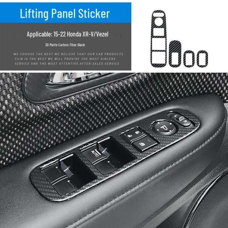 Vezel/XRV Center Console Carbon Fiber Stickers, Fits 15-22 Models, Free Replacement for Damaged Pieces