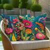 Short Plush Material Pillowcasefloral-Square Pillowcases: Colorful And Vivid Garden-Inspired Decor Sofa Cushion Cover Home Room