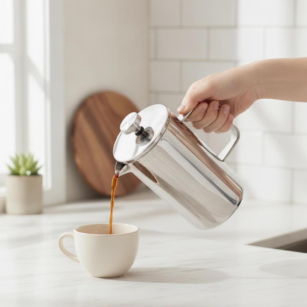 Stainless Steel French Press Long-Lasting with Plunger Compact