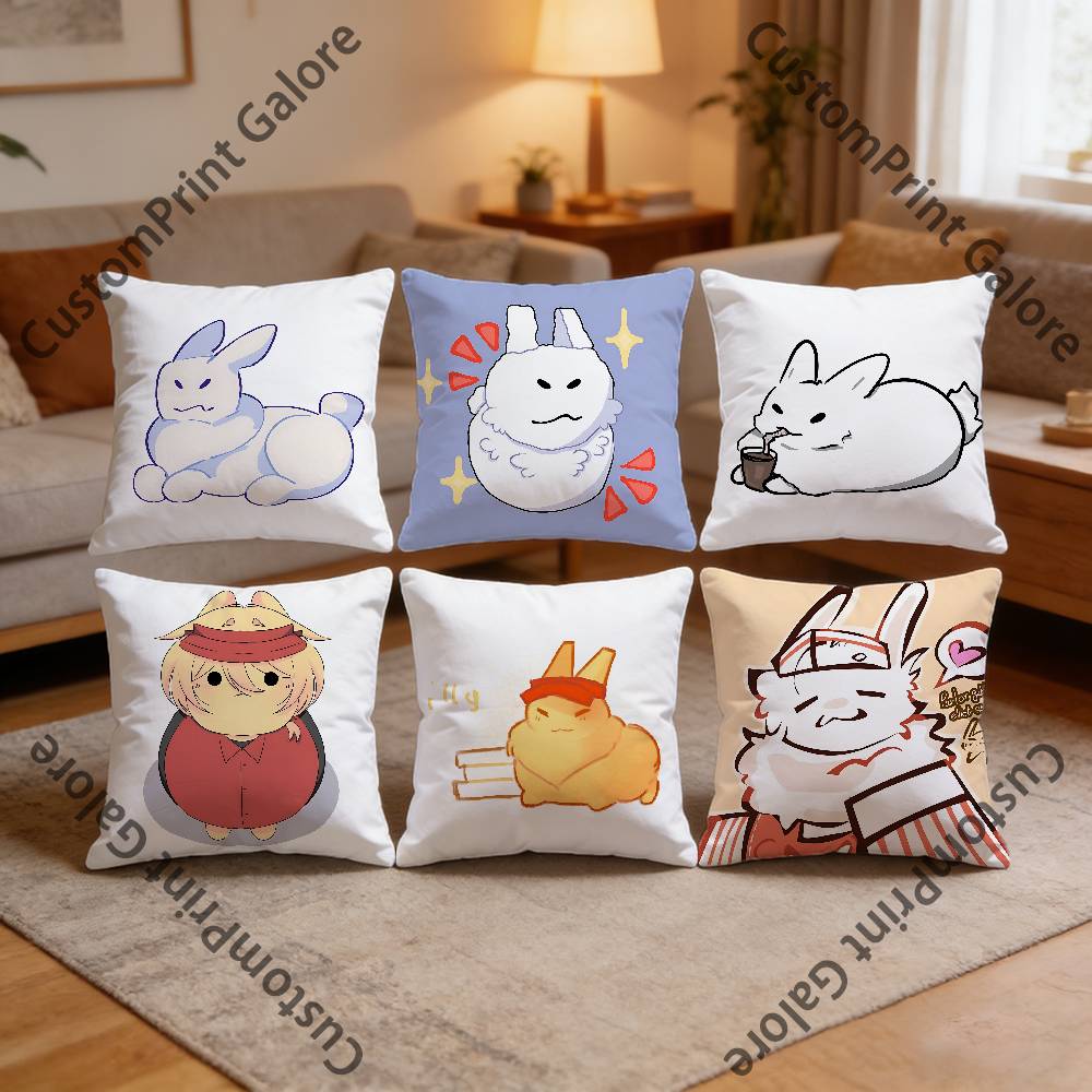 Cute GGubby Pillow Cover Polyester Square Cushion Case 45 cm Decorative for Home Couch Bed Car Decor