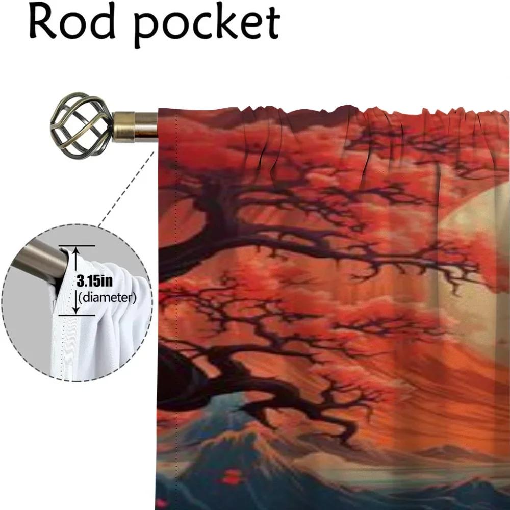 Kitchen Curtains for Living Room Curtain Sun Moon and Tree Home Interior Curtains 2 Pieces Shades Tulle for Bedroom Partition