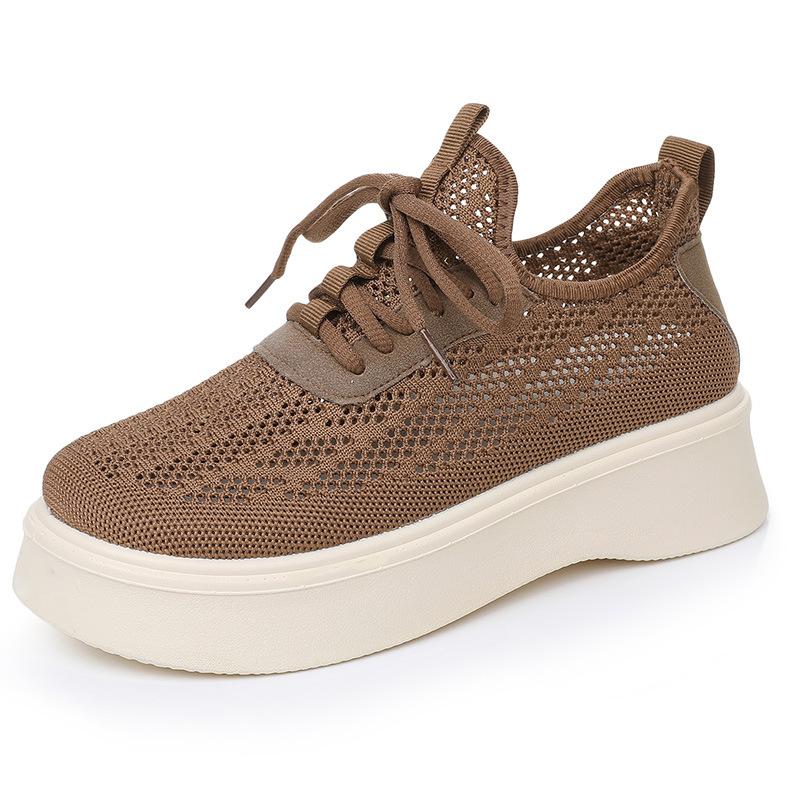Fashion Fashion Platform Mesh Shoes Womens 2025 Summer New Breathable Comfortable Casual Shoes Platform Heightening Sneakers Women