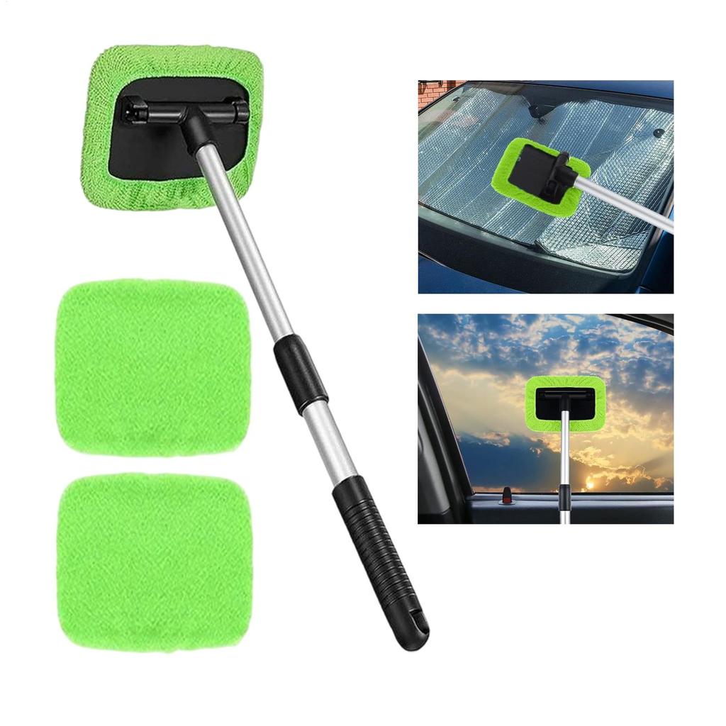 Windshield Cleaning Tool Telescoping Pole Microfiber Cloth Windshield Cleaning Tool Glass Brush for Shower Room Bathroom