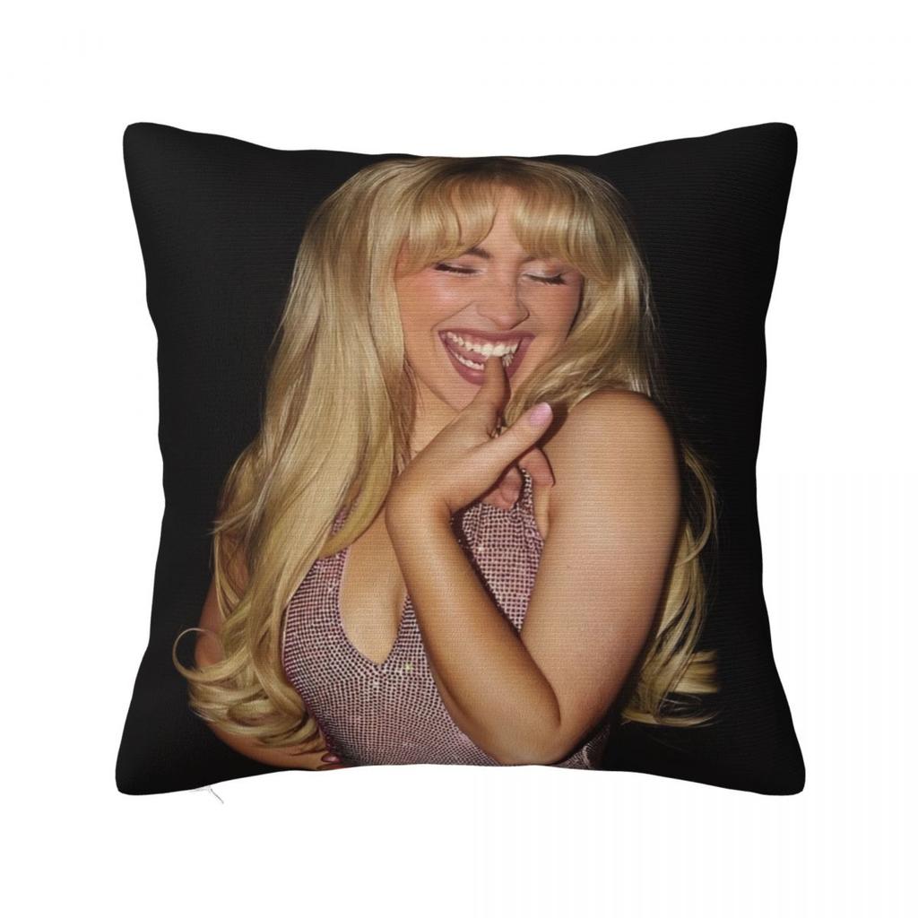 Singer Sabrina Carpenter Square Pillow Cases Pop Music Cushion Cover Vintage Zippered Decor Pillowcase For Home 45*45Cm