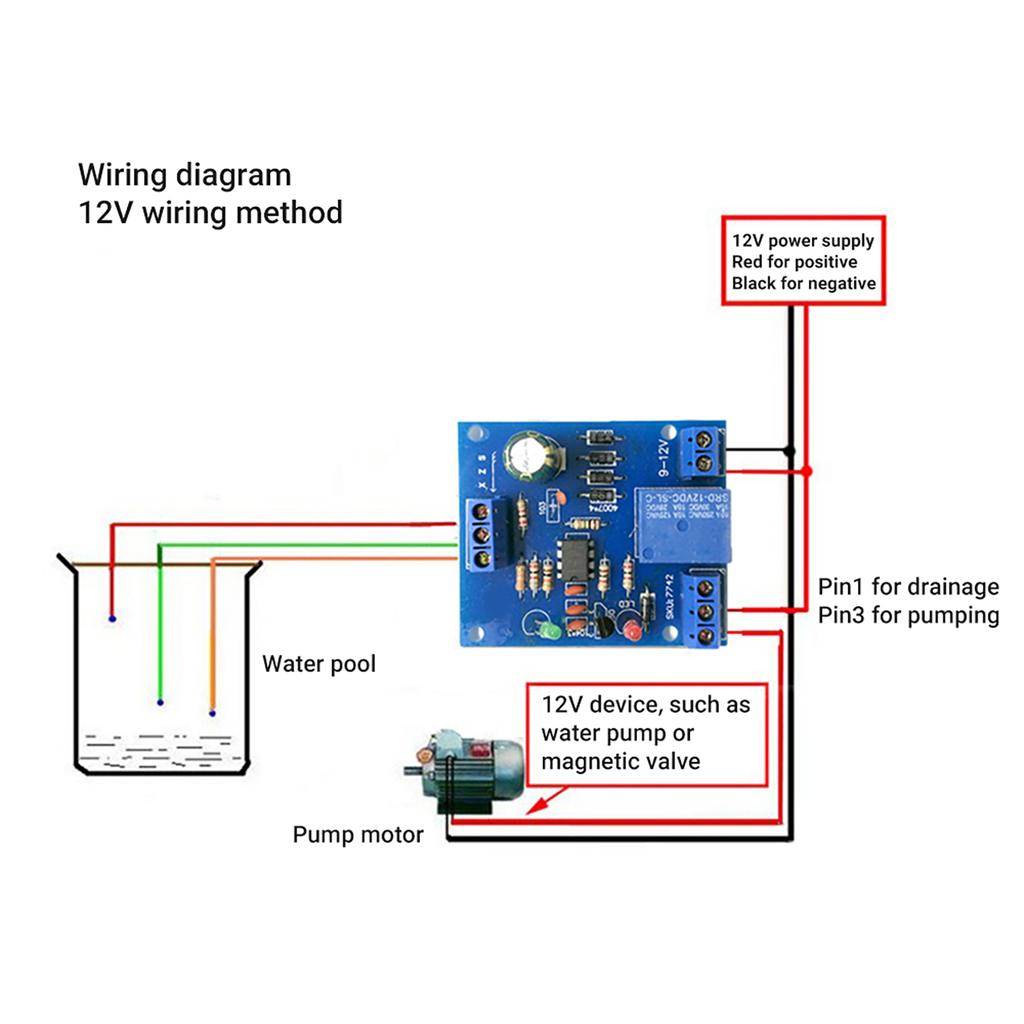 DC 12V Water Liquid Level Controller Sensor Module Water Level Relay Detection Sensor Pumping Drainage Switch