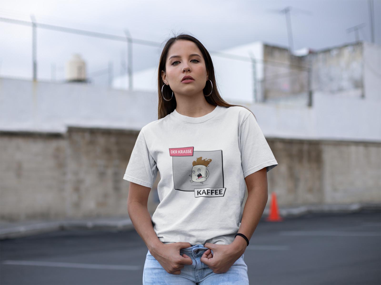 Bio Baumwolle Damen T-Shirt Mens Womens Tees Top Oversize Funny Lustiger Spruch: Krasser Kaffee M
