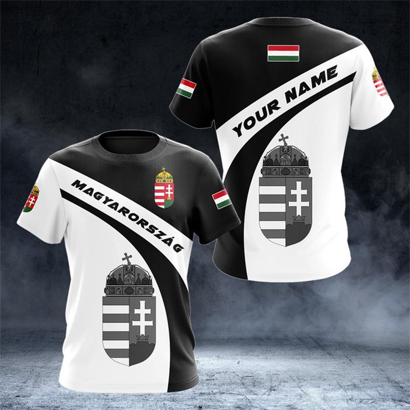 Maďarsko Národní znak Vlajka 3D Pánské tričko Letní Cool Ležérní Kulatý výstřih Krátký rukáv Prodyšné Sportovní Tílka do posilovny Venkovní dresy
