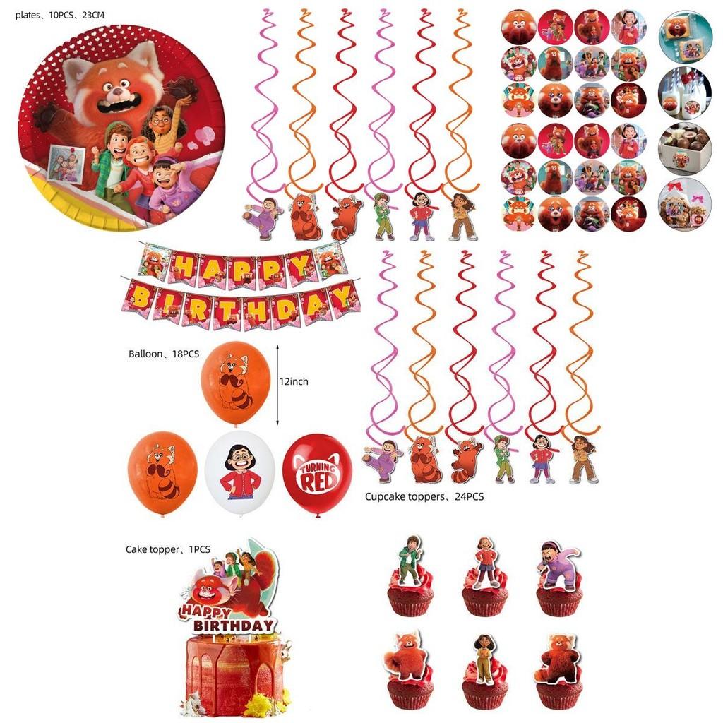 Turning Red Birthday Party Set With Adorable Cartoon Decorations And Surprises