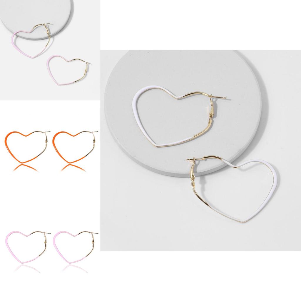 Trendy Multicolor Heart-shaped Earrings Alloy Fashionable Creative Design Chic Jewelry