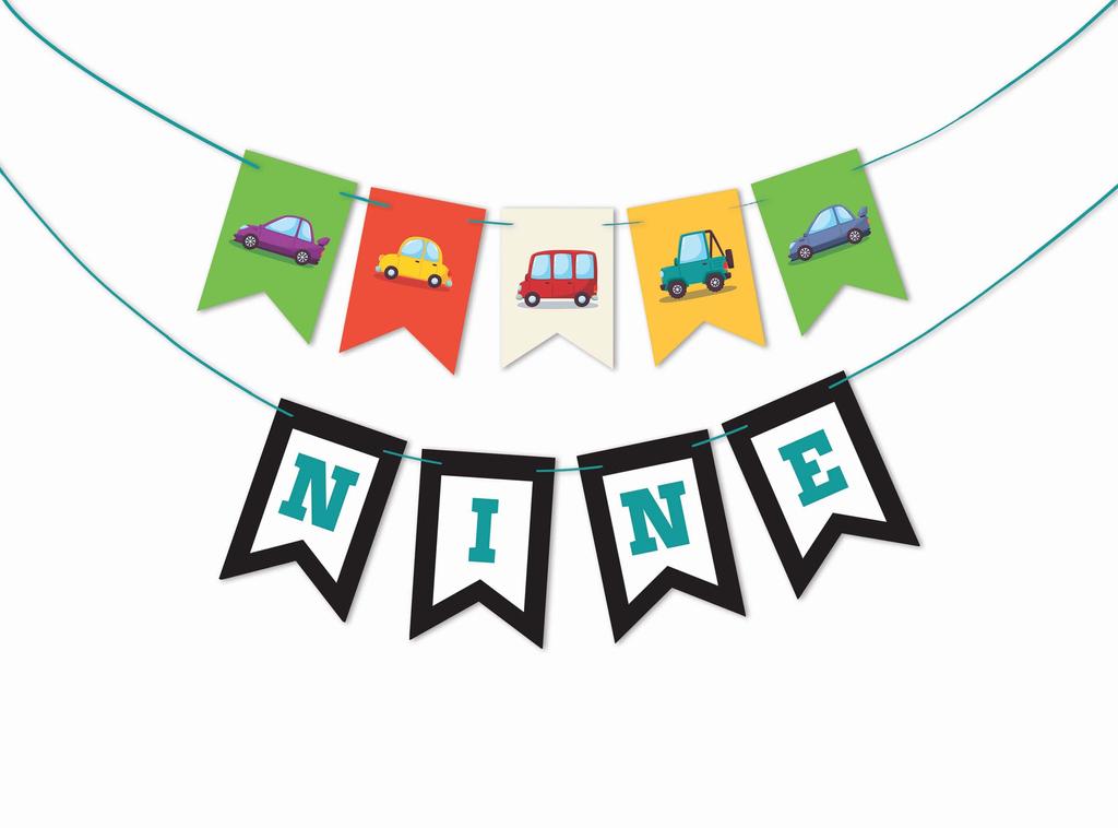 Inkdotpot Birthday Party Decorations Happy Birthday Party Garland Baby Boy Or Girl Car Gender Neutral Pennant Banner