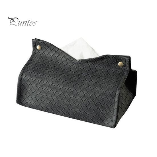 Sturdy Dining Room Tissue Box PU Leather Holder, with Snap Design, Portable Foldable Case for Office Facial Paper Organizer Dispenser, Desk