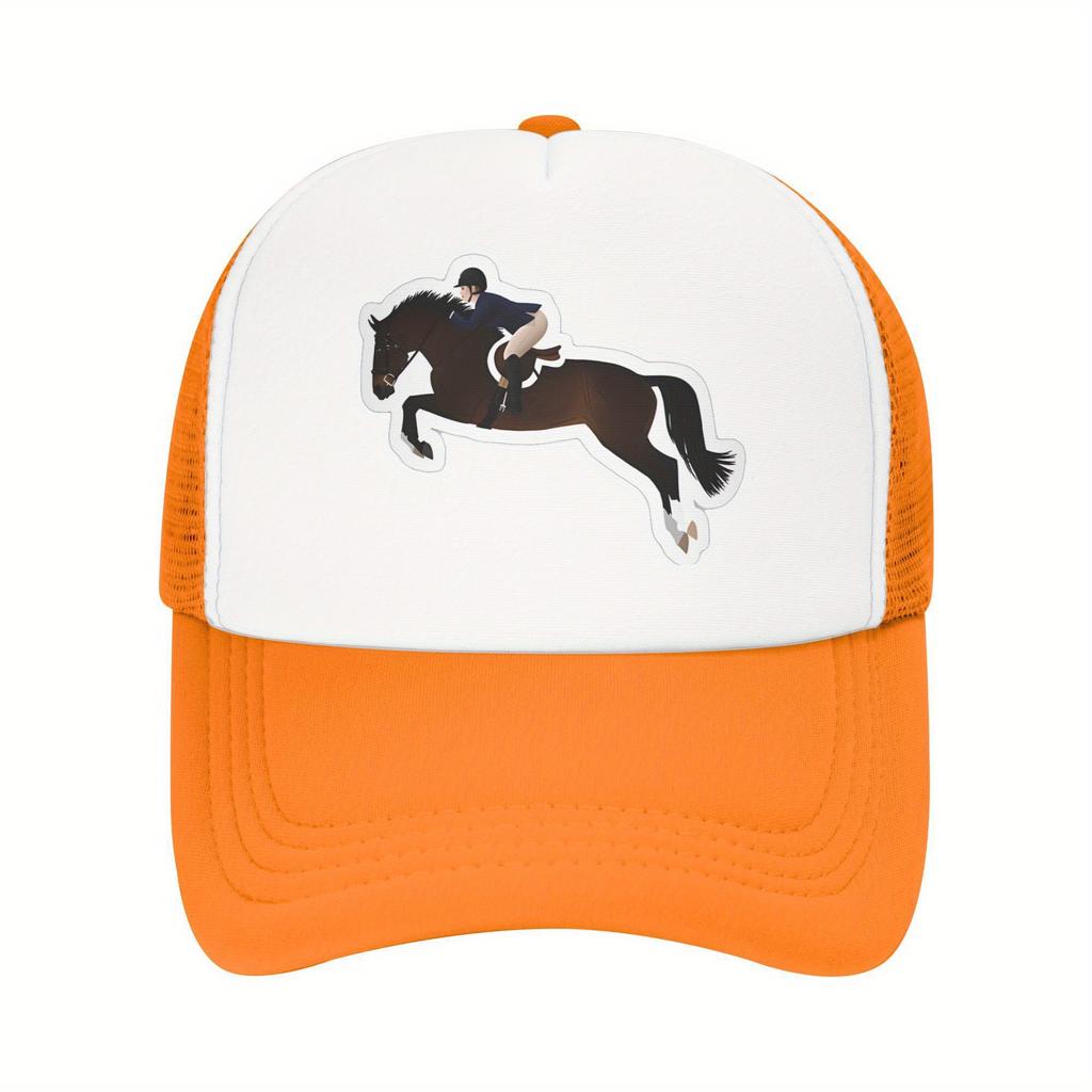Equestrian Horse Jumping Hunter Jumper Sport Trucker Hat Breathable Mesh Baseball Cap Adjustable Outdoor Gift
