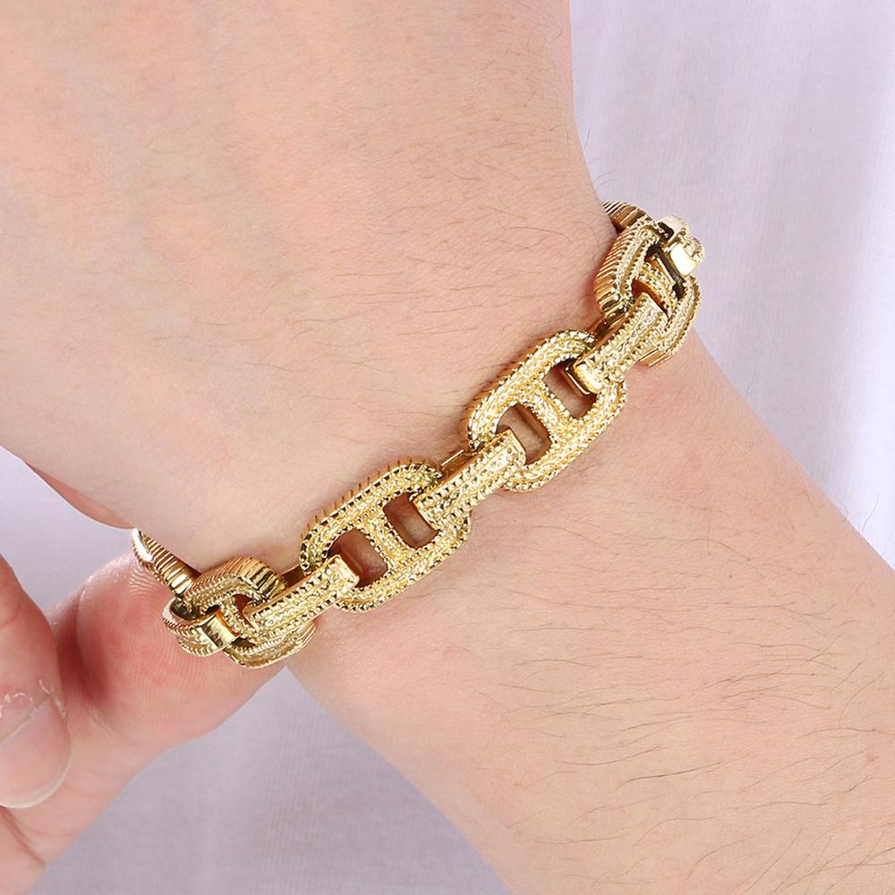 Vintage Solid Stainless Steel Man Bracelet for Men Cool 12MM Width Link Chain Bracelets Men's 20/23CM Long His Birthday Gifts