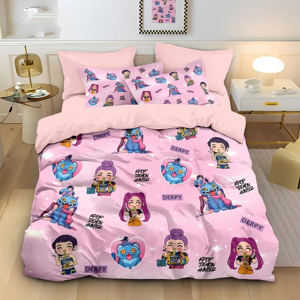 K-Pop Demon Hunters Bedding Sets Eu Single Comforter Quilt Bed Cover Duvet Cover Pillow Case 2-3 Pieces Sets Kids Adult Size