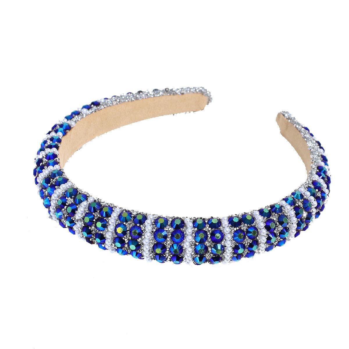 

Women s Headband Girls Shiny Beaded Crystals Headband Gem Thick Cushion Hairband Non-slip Glitter Hair Hoop Accessories