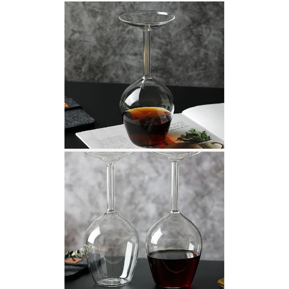 Creative Upside Down Wine Glass 400ML Long Stem Red Wine Cup with Fun Inverted Design Unique Christmas Gift for Wine Lovers
