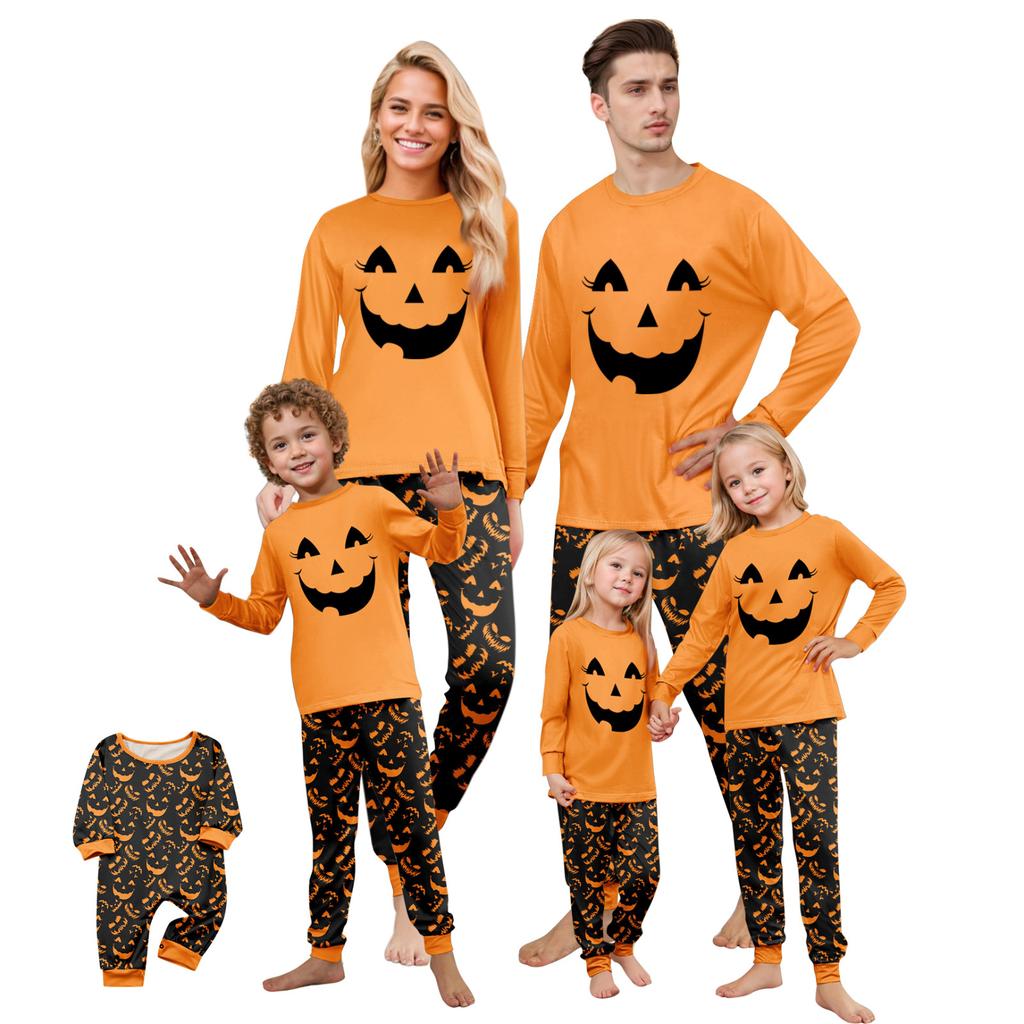 Print Cute Family Set Pajamas, Home Clothes, Family Set Long Sleeve Top Pants Set