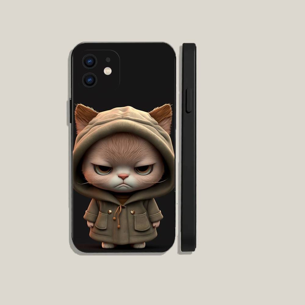 Cute Cartoon Animal Phone Case For iPhone16,15,14,13,12,11,Plus,Pro Max,XS,X,XR,SE,Mini,8,7 Soft Silicone Black Cover