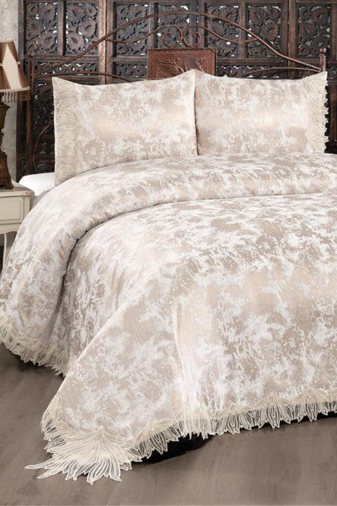 Albina Tagesdecke für Doppelbett, 230 x 250 cm, mit Kissenbezug, Cappucino