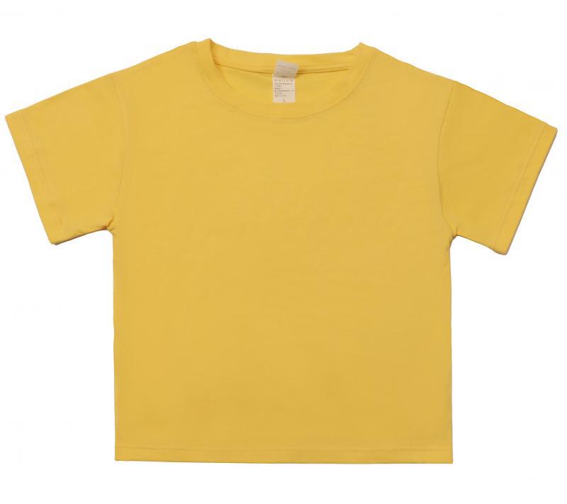 AA-14 Summer Short Sleeve Crop Top Crew Neck Casual Solid Color, Logo Printable