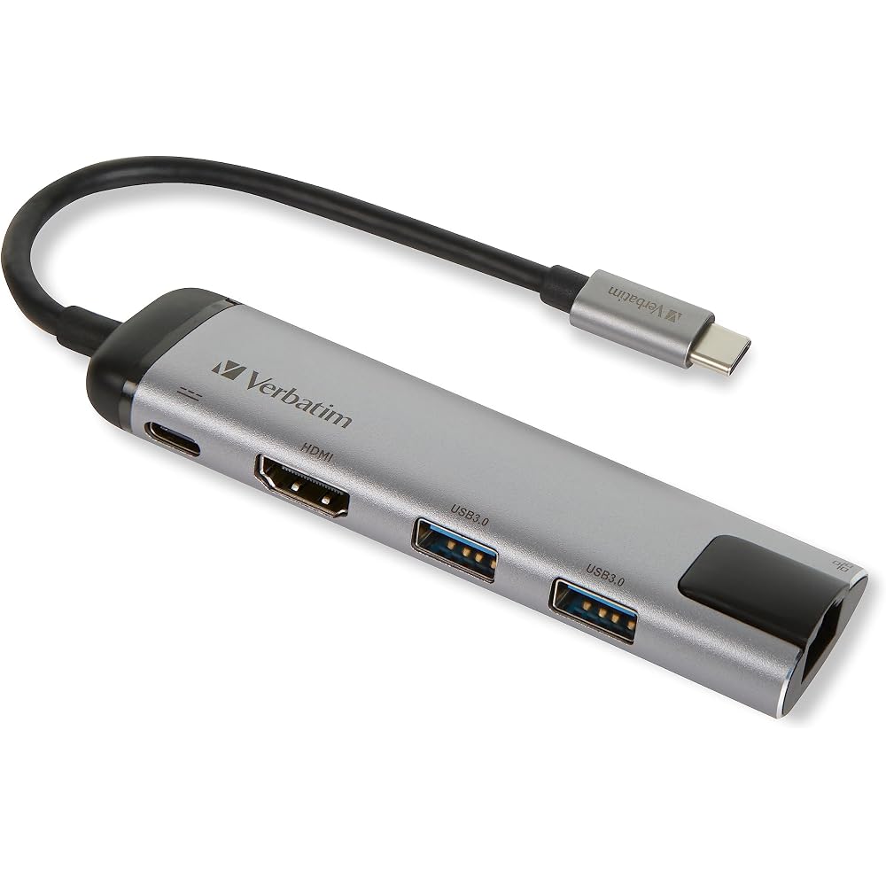 Verbatim 49141 USB-C Multiport Hub - USB 3.0 | HDMI | Gigabit Ethernet Silver